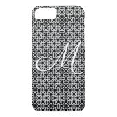 Coques Case-Mate iPhone Monogramme initial géométrique noir et blanc (Dos)