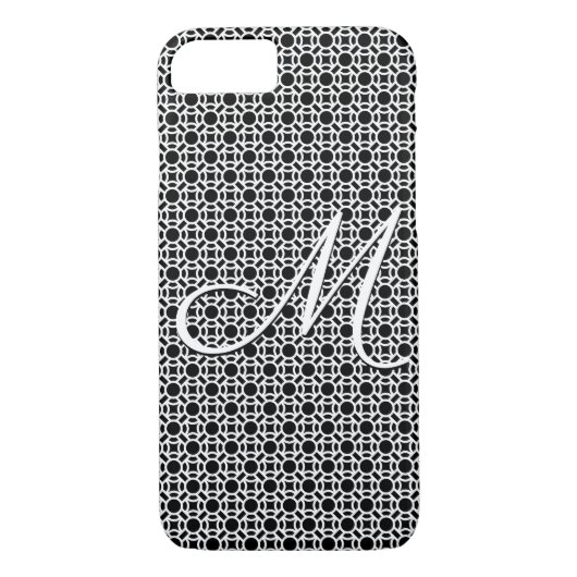 Coques Case-Mate iPhone Monogramme initial géométrique noir et blanc (Dos)