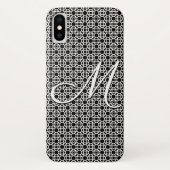 Coques Case-Mate iPhone Monogramme initial géométrique noir et blanc (Dos)