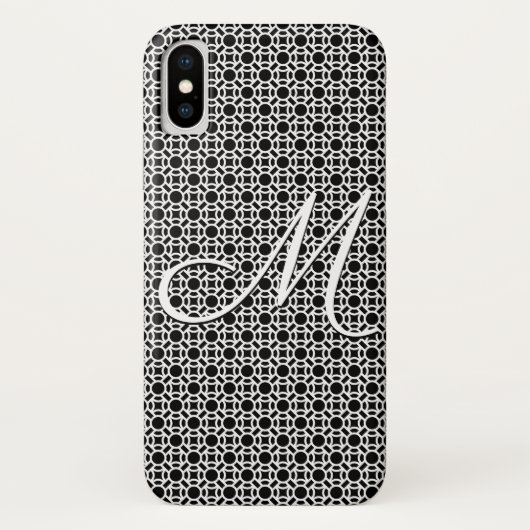 Coques Case-Mate iPhone Monogramme initial géométrique noir et blanc (Dos)