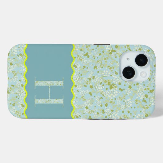 COQUES Case-Mate iPhone MONOGRAMME INITIAL H ACQUA PETITES FLEURS (Verso (horizontal))