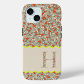 COQUES Case-Mate iPhone MONOGRAMME INITIAL H VERT ET ROUGE PETITES FLEURS (Verso)