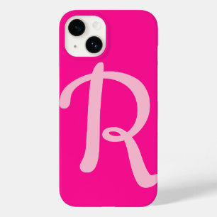 Coque Pour iPhone 14 Monogramme Initial Hot Pink