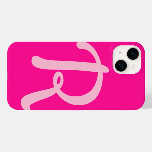 Coques Case-Mate iPhone Monogramme Initial Hot Pink (Verso (horizontal))