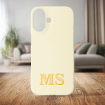 Coques iPhone 16 Monogramme initial jaune minimaliste moderne<br><div class="desc">Créez votre propre coque iphone personnalisé avec un nom initial personnalisé dans la typographie minimaliste moderne. Disponible en plusieurs couleurs et styles.</div>