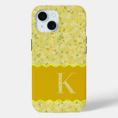 COQUES Case-Mate iPhone MONOGRAMME INITIAL K JAUNE PETITES FLEURS (Verso)