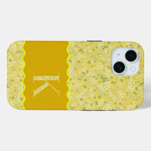 COQUES Case-Mate iPhone MONOGRAMME INITIAL K JAUNE PETITES FLEURS (Verso (horizontal))