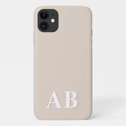 Coques Case-Mate iPhone Monogramme Initial Minimal Moderne Beige (Dos)