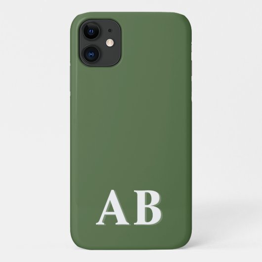 Coques Case-Mate iPhone Monogramme Initial Minimal Moderne Vert (Dos)