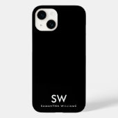 Coques Case-Mate iPhone Monogramme initial minimal noir moderne (Verso)