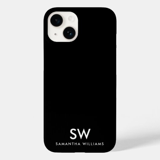 Coques Case-Mate iPhone Monogramme initial minimal noir moderne (Verso)