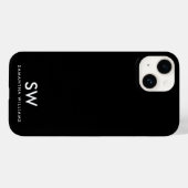 Coques Case-Mate iPhone Monogramme initial minimal noir moderne (Verso (horizontal))
