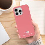 Coque Pour iPhone 14 Monogramme initial minimal rose corail<br><div class="desc">Corail rose rose minima moderne coque iphone Monogramme initial</div>