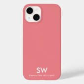 Coques Case-Mate iPhone Monogramme initial minimal rose corail (Verso)