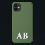 Case-Mate iPhone Case Monogramme initial minimal vert moderne<br><div class="desc">Ce design élégant de boîtier de téléphone présente un design moderne simple en vert et blanc. Faites l'un d'un étui téléphonique gentil avec l'initiale et le nom personnalisés. Ce sera un cadeau unique et cool pour quelqu'un de spécial ou vous-même. Si vous souhaitez modifier les polices ou la position, cliquez...</div>