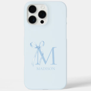 Coques iPhone 16 Pro Max Monogramme initial minimaliste de la cale bleue