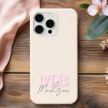 Coque iPhone 15 Pro Max Monogramme initial minimaliste moderne<br><div class="desc">Créez votre propre étui téléphonique personnalisé avec des initiales minimalistes modernes et un nom monographique de calligraphie de script. Disponible en différentes tailles de couleurs.</div>
