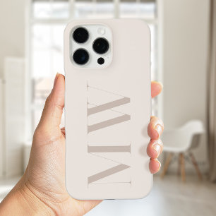 Coques iPhone 16 Pro Max Monogramme initial minimaliste moderne beige