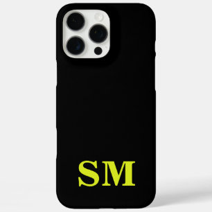 Coques iPhone 16 Pro Max Monogramme initial minimaliste noir jaune moderne