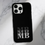 Coques iPhone 16 Pro Max Monogramme initial minimaliste noir moderne<br><div class="desc">Noir Minimaliste Moderne Monogramme Téléphone Case. Créez votre propre coque iphone personnalisé avec un nom initial personnalisé.</div>