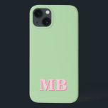 Case-Mate iPhone Case Monogramme initial minimaliste rose moderne<br><div class="desc">Boîtier Téléphonique Monogramme Moderne,  Vert Rose. Créez votre propre coque iphone personnalisé avec un nom initial personnalisé.</div>