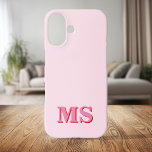 Coques iPhone 16 Monogramme initial minimaliste rose moderne<br><div class="desc">Créez votre propre coque iphone personnalisé avec un nom initial personnalisé dans la typographie minimaliste moderne. Disponible en plusieurs couleurs et styles.</div>