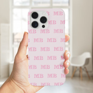 Coques iPhone 16 Pro Max Monogramme initial minimaliste rose moderne