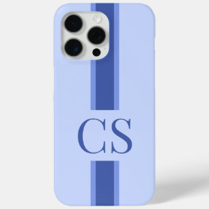Coque iPhone 15 Pro Max Monogramme Initial Moderne Minimaliste Bleu