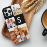 Case-Mate iPhone Case Monogramme initial noir de collage photo moderne<br><div class="desc">Un collage photo moderne noir design initial monogramme. Un design moderne multi photo design. Modifiez la couleur pour la customiser. Partie d'une collection.</div>