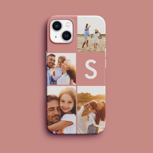Coques Case-Mate iPhone Monogramme initial noir de collage photo moderne