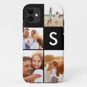 Coques Case-Mate iPhone Monogramme initial noir de collage photo moderne (Dos)