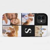 Coques Case-Mate iPhone Monogramme initial noir de collage photo moderne (Dos (Horizontal))