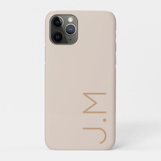 Coques Case-Mate iPhone Monogramme initial personnalisé minimal en or beig (Dos)