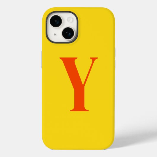 Coques Case-Mate iPhone Monogramme Initial Personnalisé Orange Jaune (Verso)