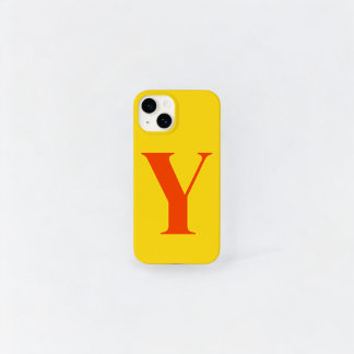 Coque Pour iPhone 14 Monogramme Initial Personnalisé Orange Jaune