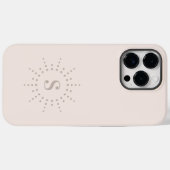 Coques Case-Mate iPhone Monogramme initial radiale sunburst muet rose (Verso (horizontal))