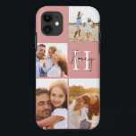 Case-Mate iPhone Case Monogramme initial rose de collage photo moderne<br><div class="desc">Conception de montage photo moderne rose premier monogramme. Un design moderne multi photo design. Modifiez la couleur pour la customiser. Partie d'une collection.</div>