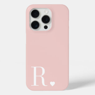 Coque iPhone 15 Pro Monogramme initial rose féminin blanc