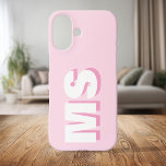 Coques iPhone 16 Monogramme initial rose moderne<br><div class="desc">Créez votre propre coque iphone personnalisé avec un nom initial personnalisé dans la typographie moderne. Disponible en plusieurs couleurs et styles.</div>