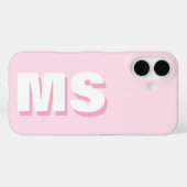 Coques Case-Mate iPhone Monogramme initial rose moderne (Verso (horizontal))