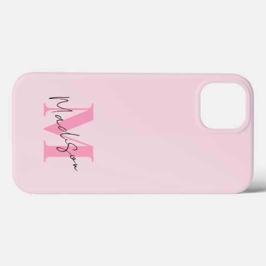 Coques Case-Mate iPhone Monogramme initial rose moderne minimal (Verso (horizontal))