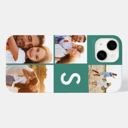 Coques Case-Mate iPhone Monogramme initial vert brillant (Verso (horizontal))