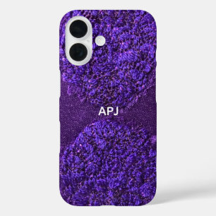 Coques iPhone 16 Monogramme initial violet blanc féminin Abstrait