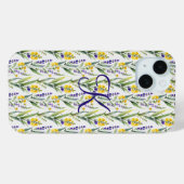 Coques Case-Mate iPhone Monogramme initial violet Fleurs sauvages Jaune te (Verso (horizontal))