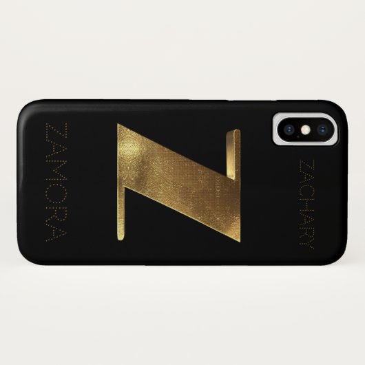 Coques Case-Mate iPhone Monogramme initial Z or noir (Dos (Horizontal))