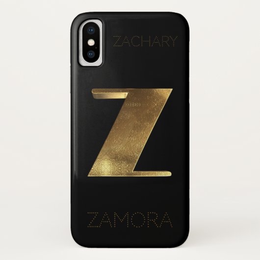 Coques Case-Mate iPhone Monogramme initial Z or noir (Dos)