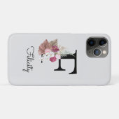 Coques Case-Mate iPhone Monogramme initiale F Floral Boho Rose (Dos (Horizontal))