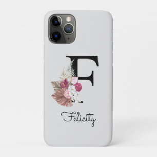 Case-Mate iPhone Case Monogramme initiale F Floral Boho Rose
