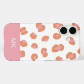 Coques Case-Mate iPhone Monogramme initiale léopard rose tendance (Verso (horizontal))