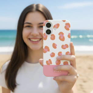Coques iPhone 16 Monogramme initiale léopard rose tendance